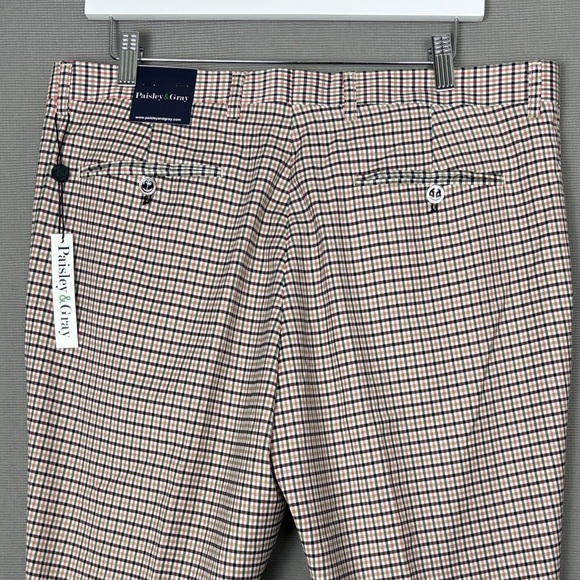 Paisley & Gray Beige, Navy & Red Plaid Dress Pants - Picture 13 of 15